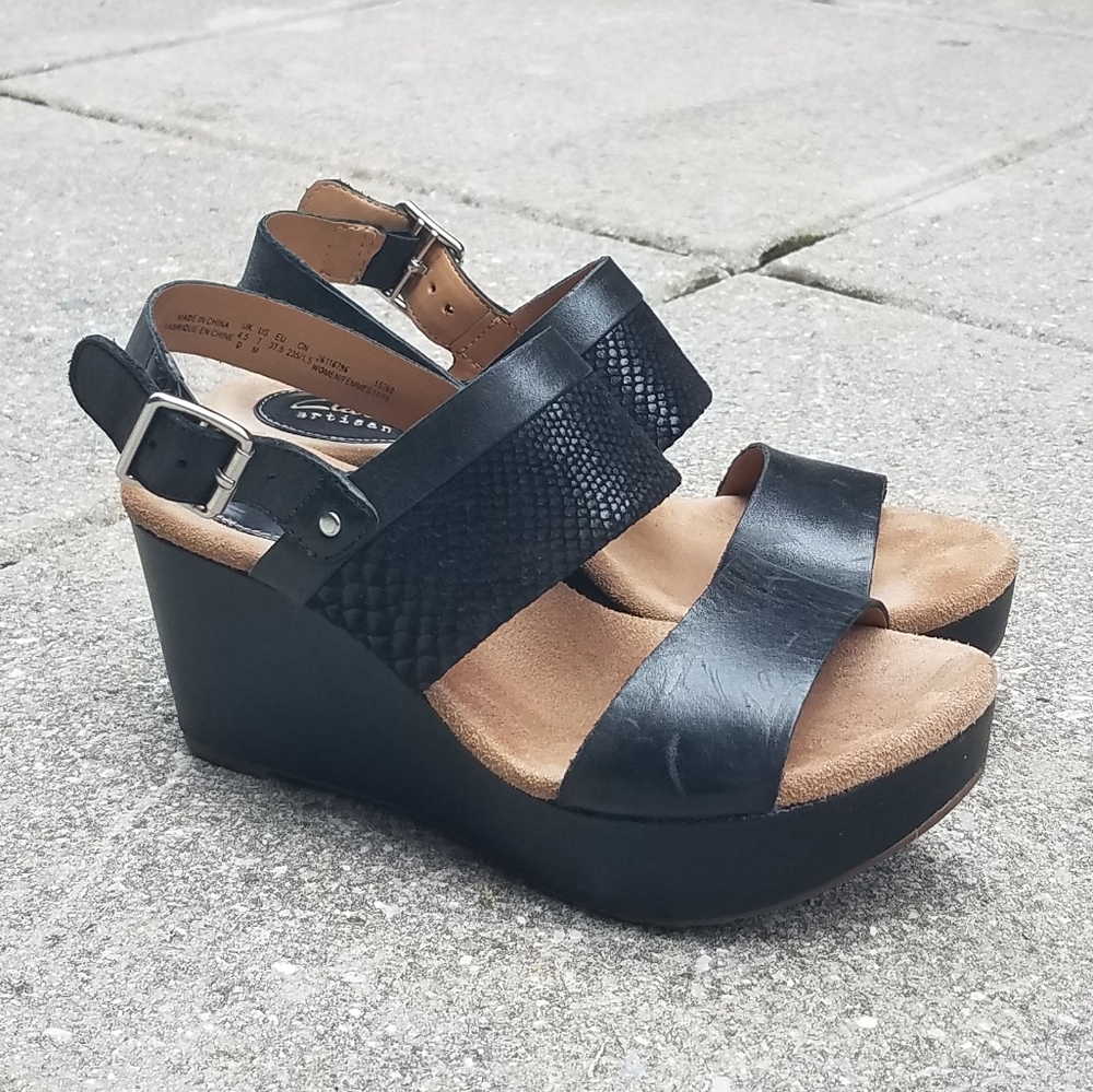Clarks Artisan Caslynn Kat Wedge Sandal Size 7